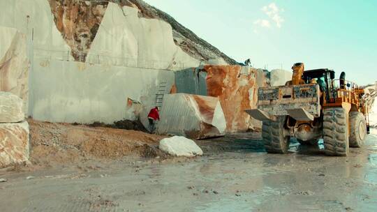石矿采集 挖掘机 铲车作业