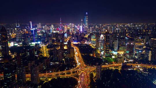 上海夜景航拍延时