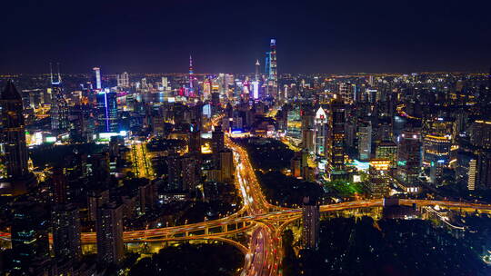 上海夜景航拍延时视频素材模板下载