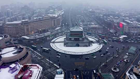 西安钟楼雪景