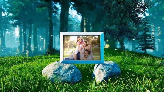 照片画廊在森林婚庆节日相册写真AE模板AE视频素材教程下载