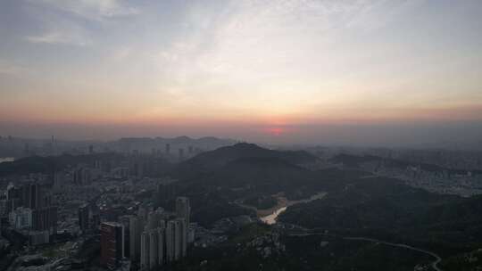 珠海日落晚霞港珠澳大桥航拍