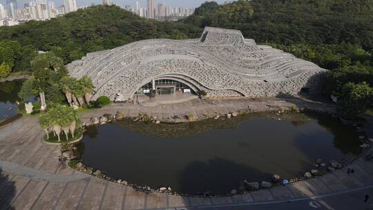 广西柳州奇石博物馆地标建筑航拍