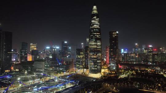 深圳南山区深圳湾夜景航拍