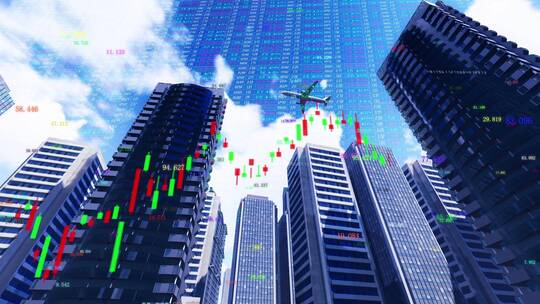 证券交易和股票市场K线走势图视频素材模板下载