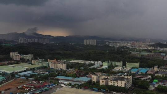 航拍深圳龙华区观澜城市建设及老城区