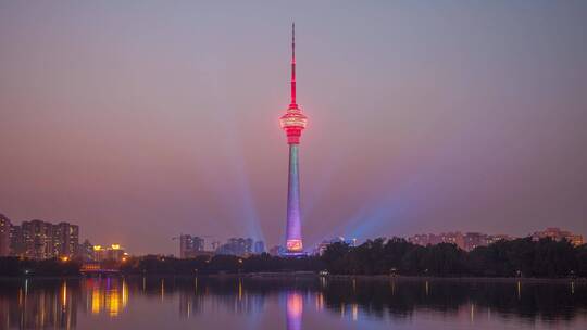 北京中央电视塔灯光秀视频素材模板下载