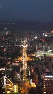 竖屏航拍福建莆田城市大景夜景灯光