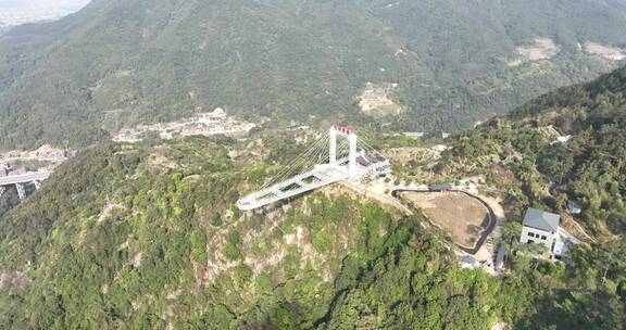 航拍虹山旅游景区景点虹桥悬廊