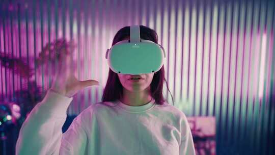 VR，VR耳机，女人，看着相机