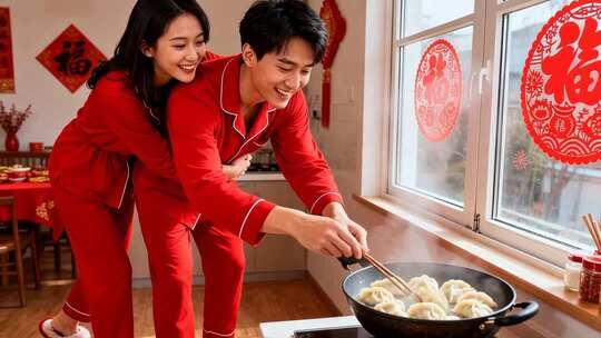 新年情侣温馨浪漫家庭家人春节人物