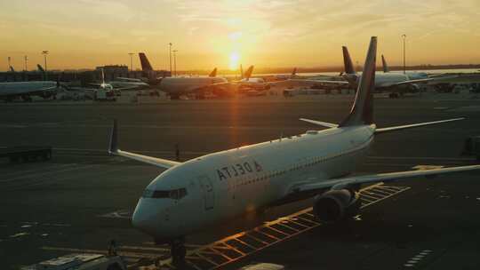 飞机日落航空公司登机口办理登机航空