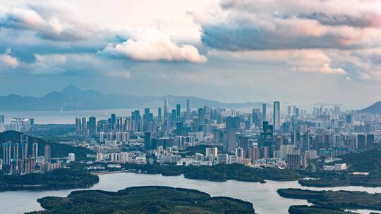 深圳南山区城市建筑群延时