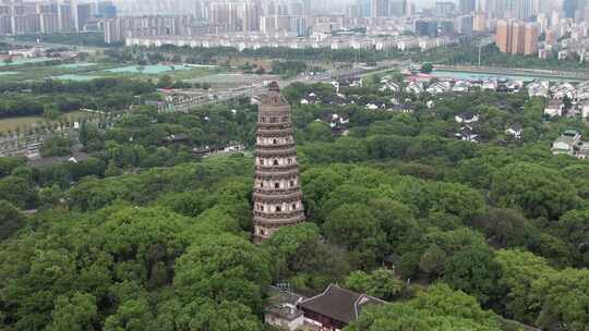 江苏苏州虎丘斜塔5A景区航拍