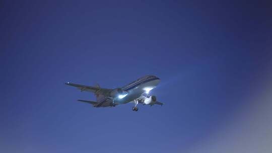 国际航空 飞机 航班 飞机降落 夜班视频素材模板下载