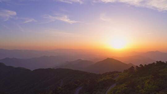 杭州临安大明山牵牛岗群山日落风景