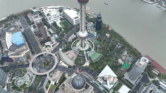 上海浦东俯拍航拍风光视频素材模板下载
