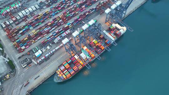 港口繁忙航拍经济贸易