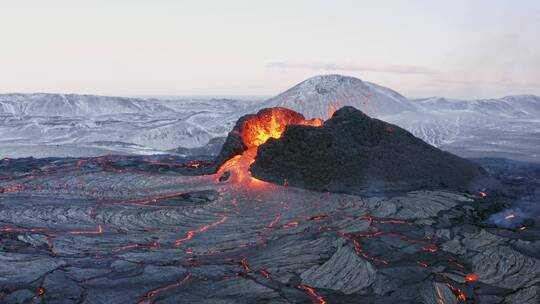 冰岛火山喷发视频素材模板下载