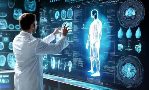 医生在看人体构造医疗科技医学研究