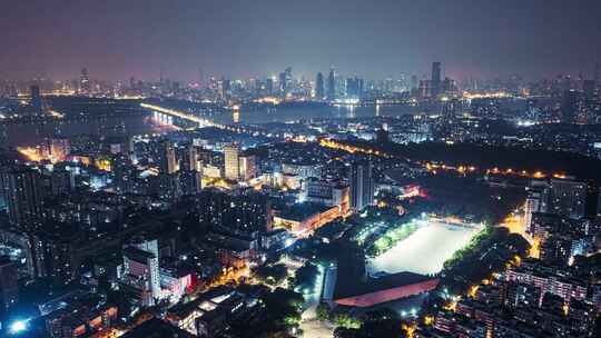 航拍武汉首义广场夜景