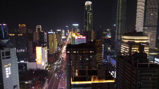 城市航拍湖南长沙城市夜景