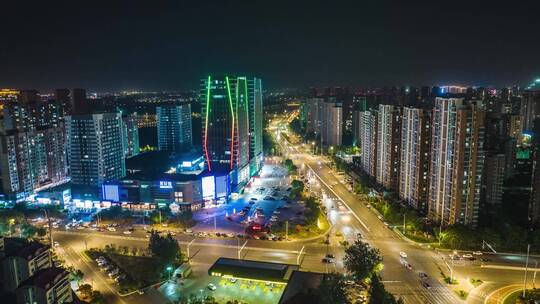 青岛胶州夜景航拍延时