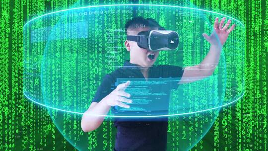 黑客帝国数字雨VR虚拟现实视频素材模板下载