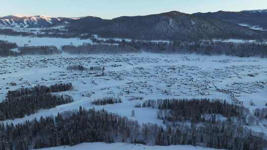 新疆北疆阿勒泰喀纳斯冬季雪景童话世界航拍