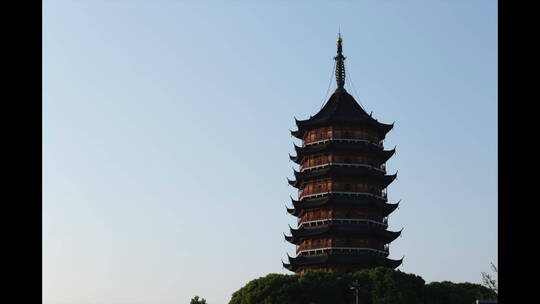 旅游景区 苏州报恩寺北寺塔 全景 延时