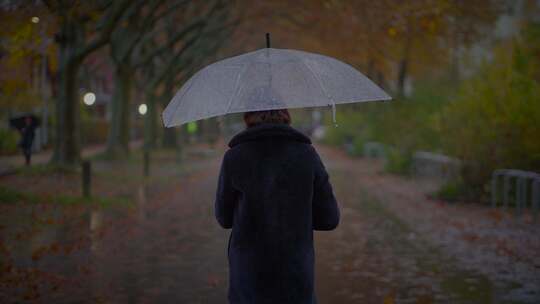 寂寞，女人，走路，下雨