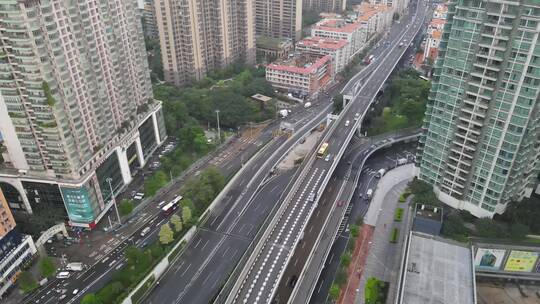 广州城市道路航拍视频素材模板下载