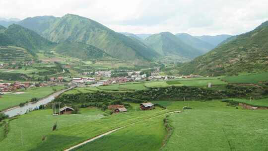 高原村庄田园森林风景