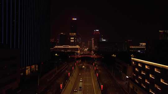 武汉武昌中南路灯光夜景航拍