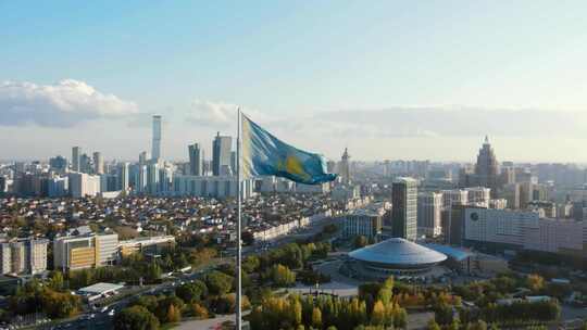 哈萨克斯坦首都阿斯塔纳航拍视频素材模板下载