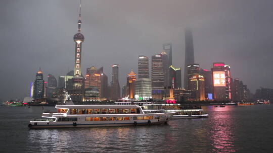 航拍上海夜间风景