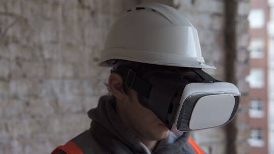 建筑师使用虚拟现实眼镜