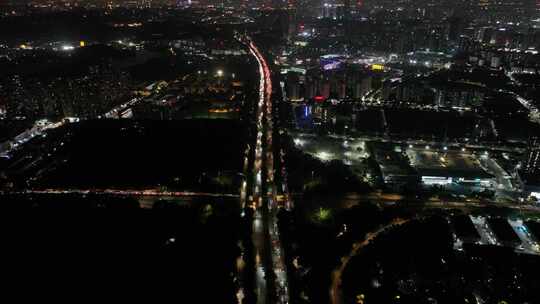 东莞市莞长路夜景航拍