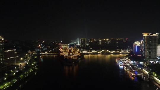 福州闽江两岸夜景灯光航拍