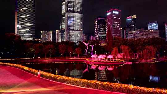 上海陆家嘴中央绿地公园夜景