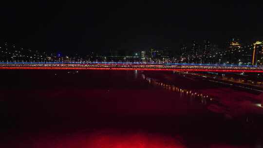 航拍重庆鹅公岩大桥夜景交通车流视频素材模板下载