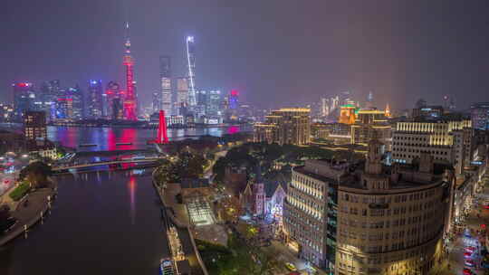 上海外滩陆家嘴开灯时刻外滩源