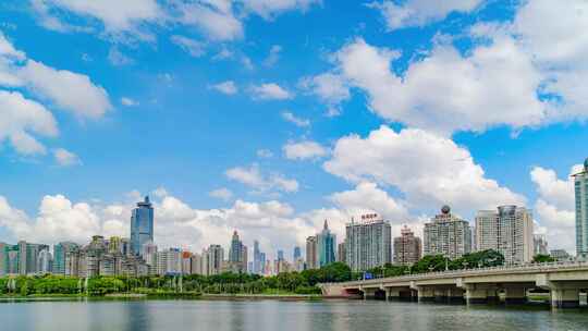 南宁延时南湖公园风景城市风光高楼大厦大景