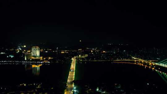 广东惠州城市夜景交通航拍