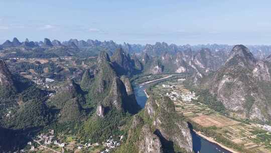 广西桂林山水风光漓江航拍