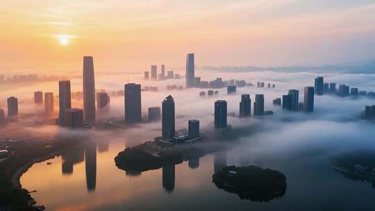 城市云海日出全景