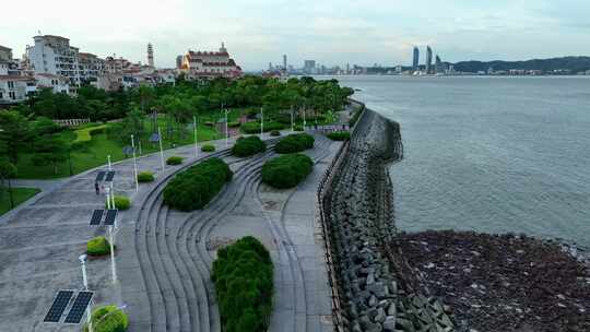 航拍福建厦门湾漳州港卡达凯斯房