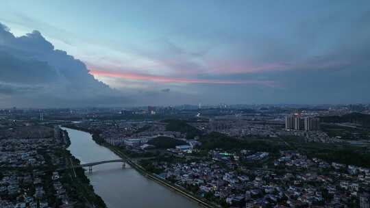 广东佛山顺德城市风光 夏季美丽的晚霞