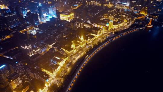 上海外滩夜景航拍