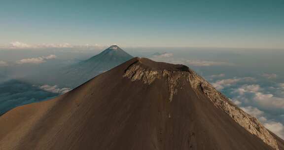 火山，危地马拉，峰，烟